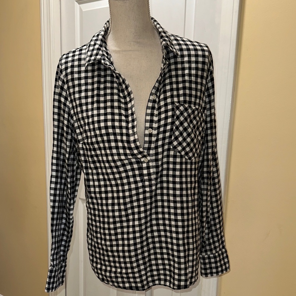 Merona Black and White Plaid Button Down Shirt